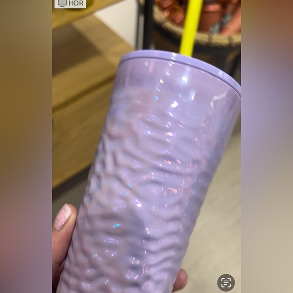 Starbucks Lilac Textured Ripple Glass Cold Cup Tumbler 18oz Limited Edition NWT - Picture 7 of 9